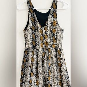 Everly Black and Gold Snake Print Mini Dress